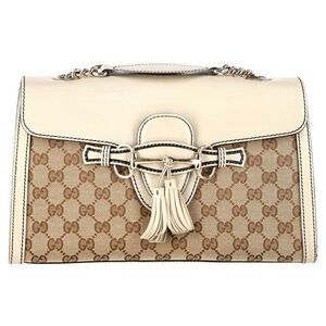 Gucci GG Emily Original Chain Shoulder Bag in White Canvas